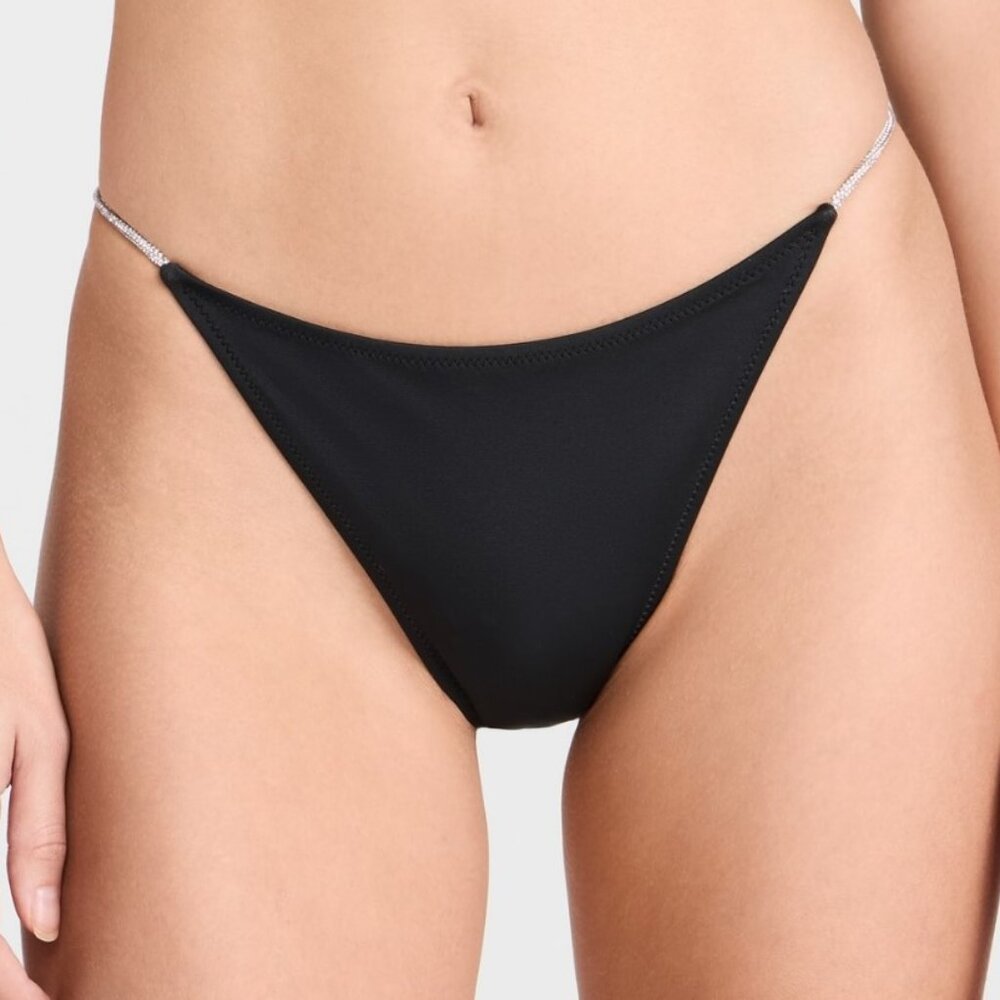 Solid & Striped Morgan Rhinestone Bikini Bottom n Black